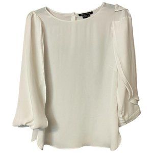 Tracy M White Tulip Sleeves Blouse